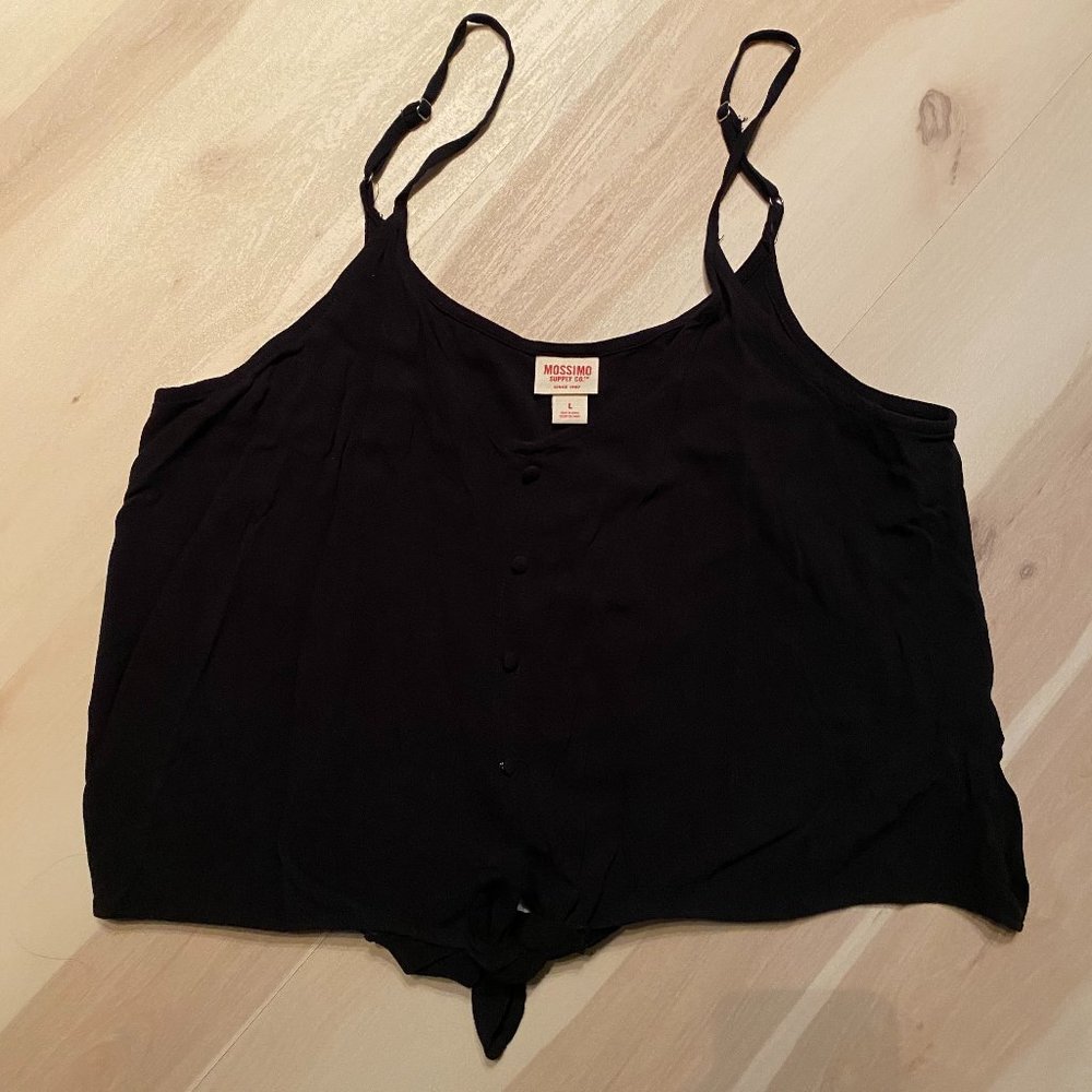 Mossimo Supply Black Tie Front Blouse Tank Sz L